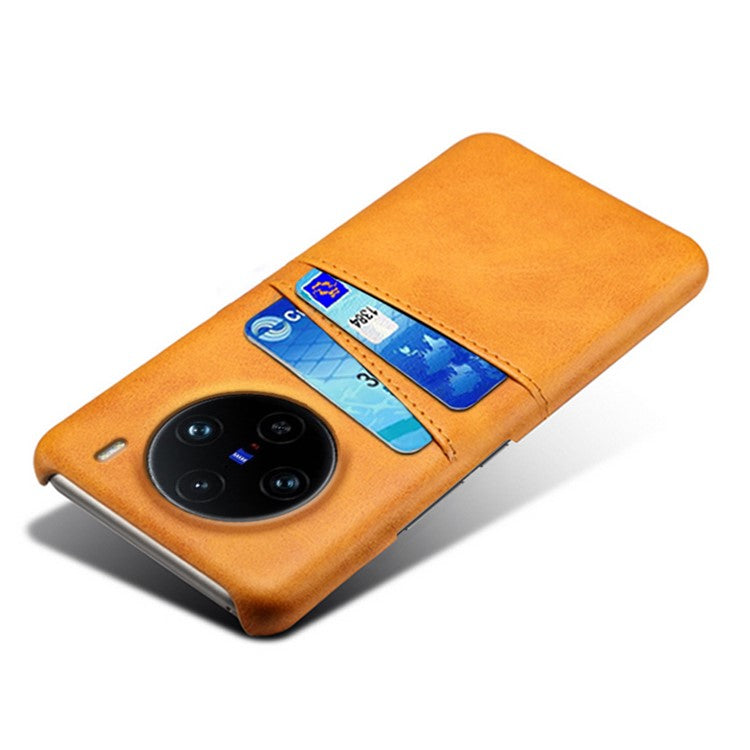 For vivo X100 Pro 5G Phone Case Dual Card Slots Protective Cover - Orange