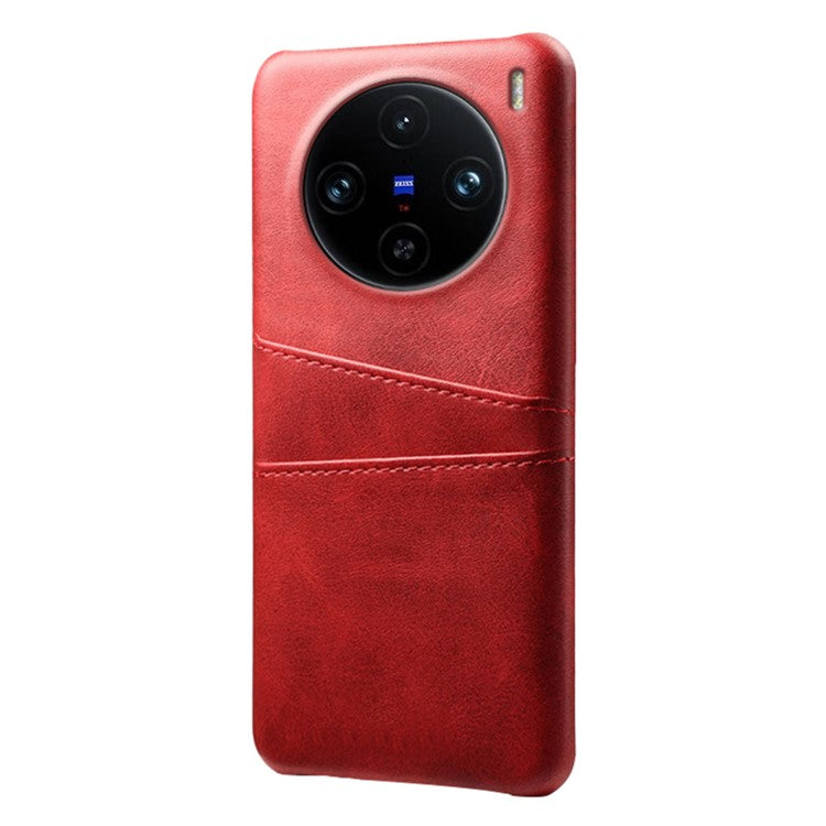 For vivo X100 Pro 5G Phone Case Dual Card Slots Protective Cover - Red