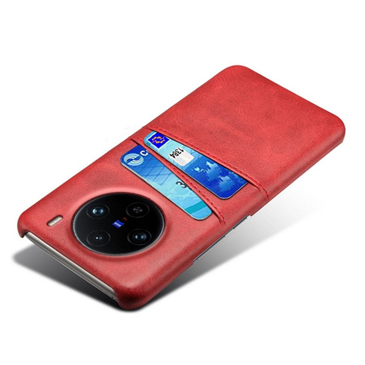 For vivo X100 Pro 5G Phone Case Dual Card Slots Protective Cover - Red