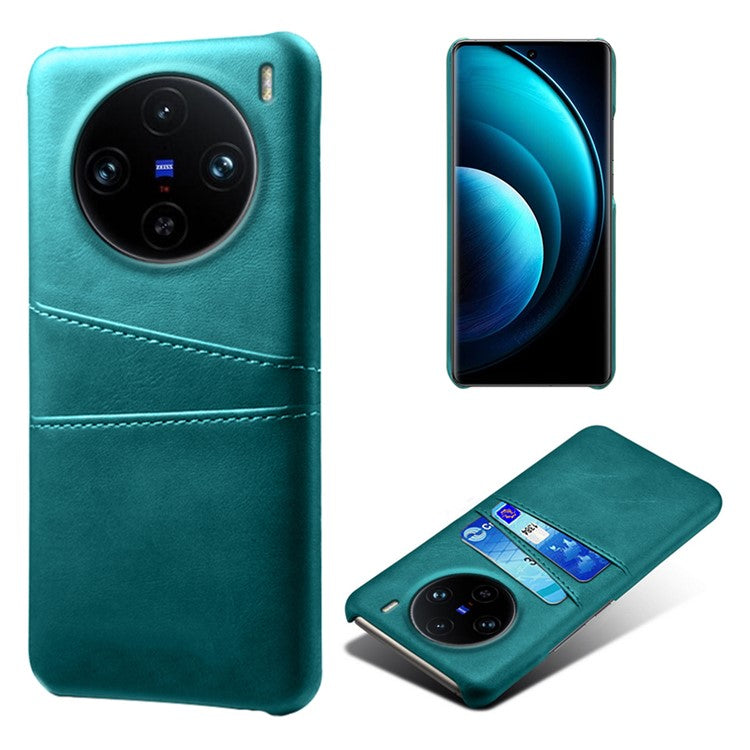 For vivo X100 Pro 5G Phone Case Dual Card Slots Protective Cover - Green