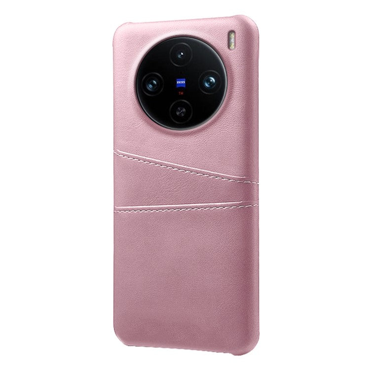 For vivo X100 Pro 5G Phone Case Dual Card Slots Protective Cover - Rose Gold