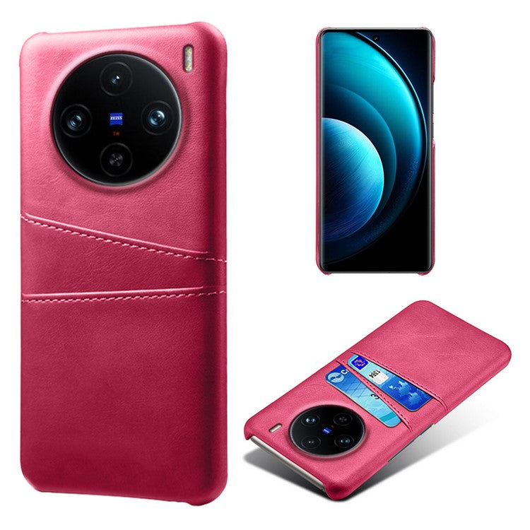 For vivo X100 Pro 5G Phone Case Dual Card Slots Protective Cover - Rose