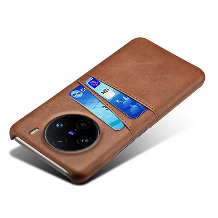 For vivo X100 Pro 5G Phone Case Dual Card Slots Protective Cover - Brown