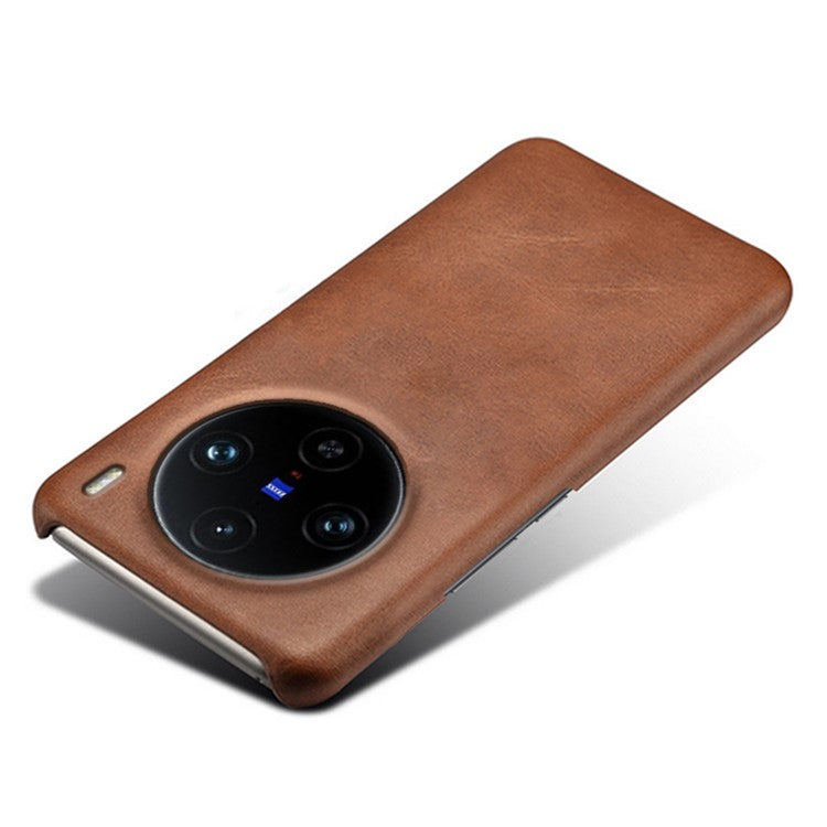 For vivo X100 Pro 5G Case Calf Texture Anti-scratch Hard Phone Cover - Brown