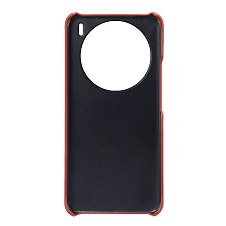 For vivo X100 5G Phone Case Leather Coated PC Cover with Dual Card Holder - Red