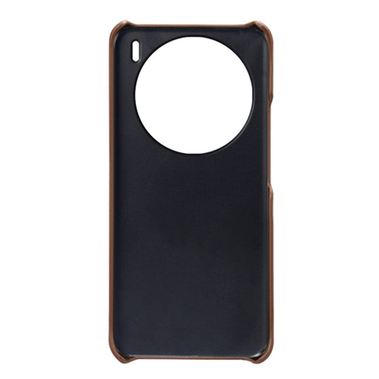 For vivo X100 5G Phone Case Leather Coated PC Cover with Dual Card Holder - Brown