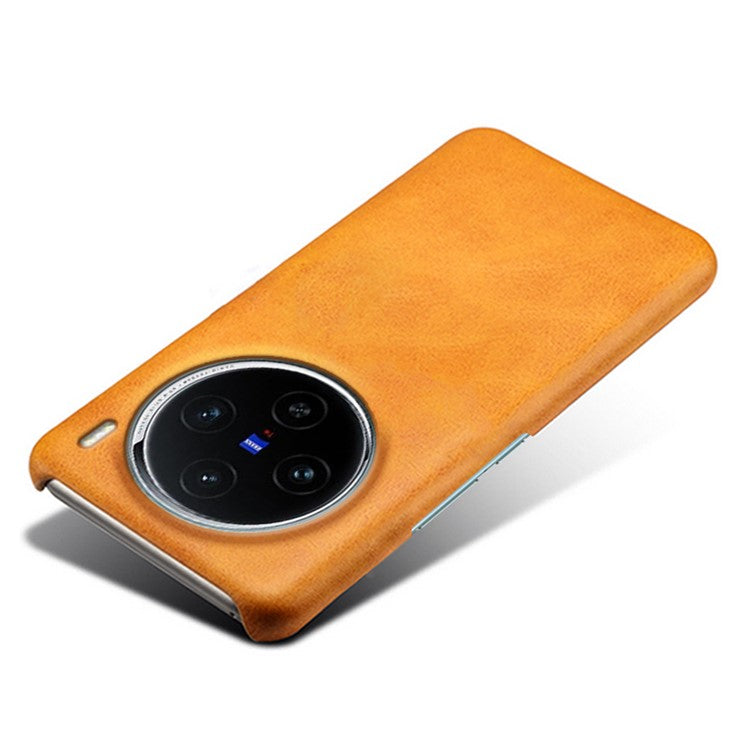 For vivo X100 5G Phone Case PU Leather Coated PC Back Cover Calf Texture - Orange