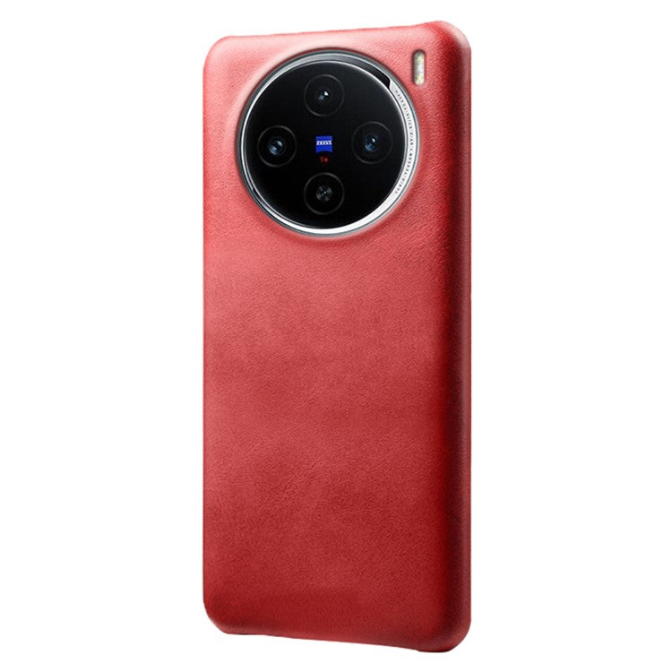 For vivo X100 5G Phone Case PU Leather Coated PC Back Cover Calf Texture - Red