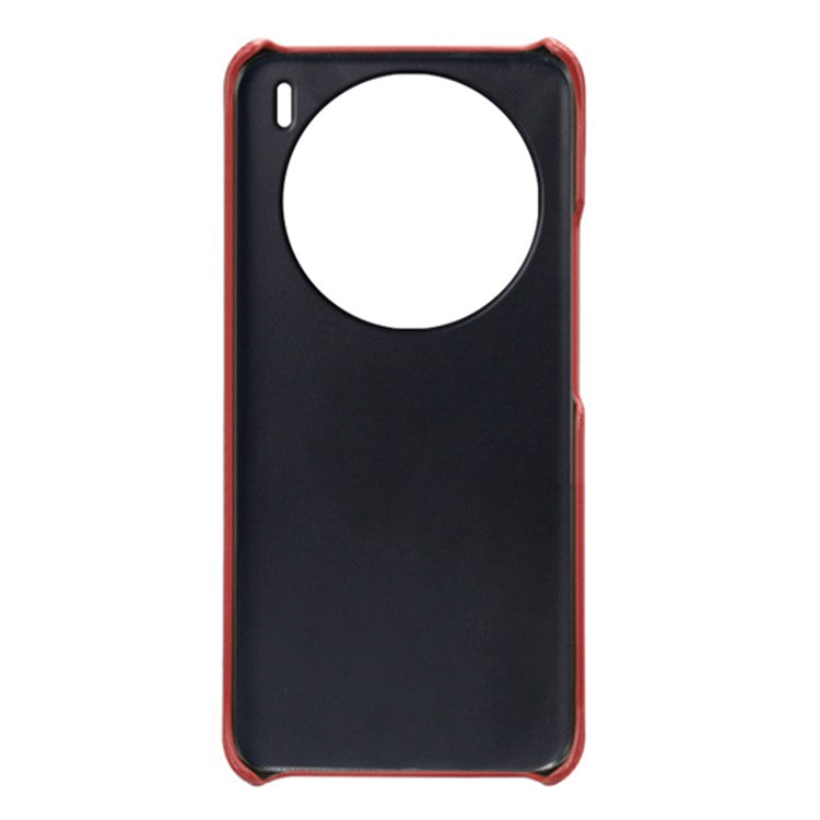 For vivo X100 5G Phone Case PU Leather Coated PC Back Cover Calf Texture - Red