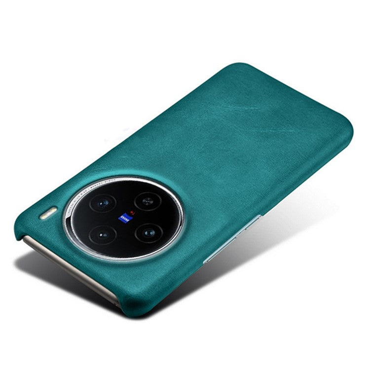 For vivo X100 5G Phone Case PU Leather Coated PC Back Cover Calf Texture - Green