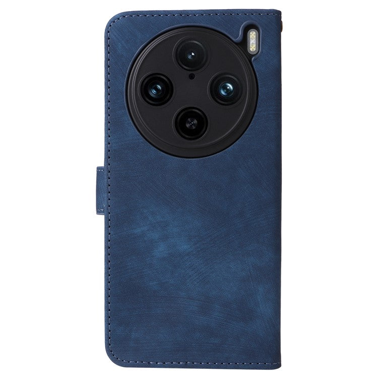 For vivo X100 Pro 5G Case Leather Flip Stand Phone Cover with RFID Blocking Function - Blue