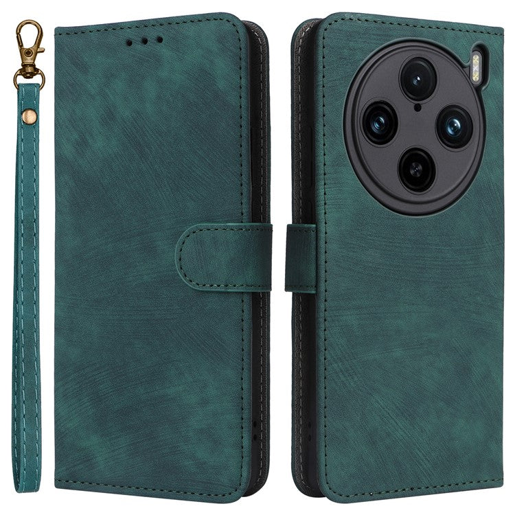 For vivo X100 Pro 5G Case Leather Flip Stand Phone Cover with RFID Blocking Function - Green