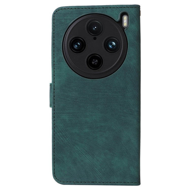 For vivo X100 Pro 5G Case Leather Flip Stand Phone Cover with RFID Blocking Function - Green