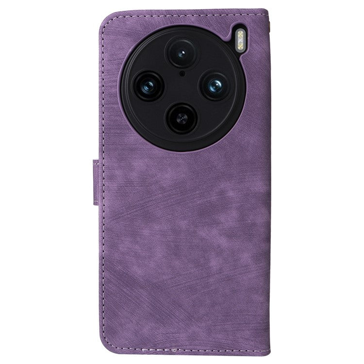 For vivo X100 Pro 5G Case Leather Flip Stand Phone Cover with RFID Blocking Function - Purple