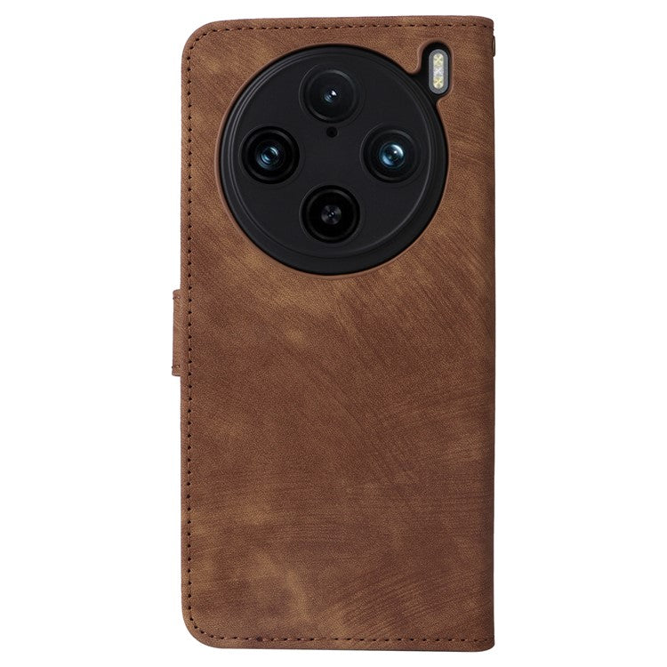 For vivo X100 Pro 5G Case Leather Flip Stand Phone Cover with RFID Blocking Function - Brown