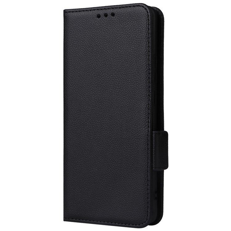 For vivo X100 Pro 5G  Case Card Slots Shockproof Phone Cover with Litchi Texture - Black