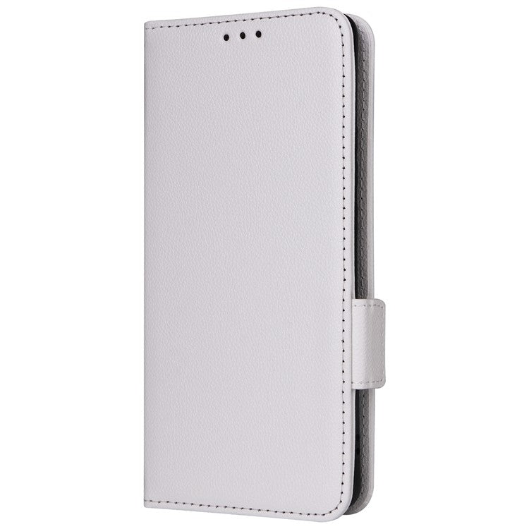 For vivo X100 Pro 5G  Case Card Slots Shockproof Phone Cover with Litchi Texture - White