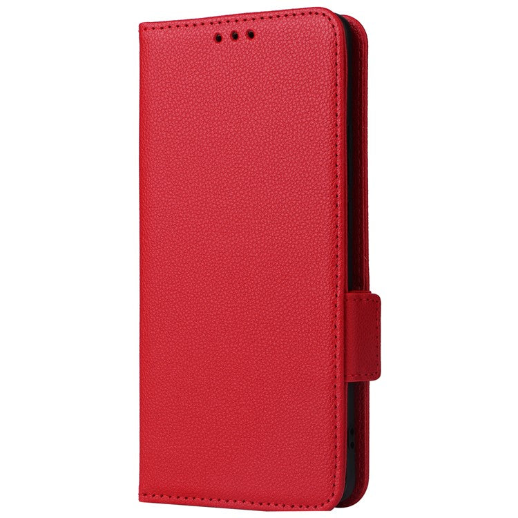 For vivo X100 Pro 5G  Case Card Slots Shockproof Phone Cover with Litchi Texture - Red