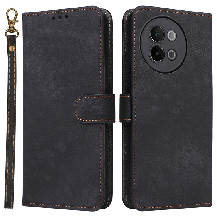 For vivo S18e 5G Leather Phone Case RFID Blocking Shockproof Flip Cover - Black