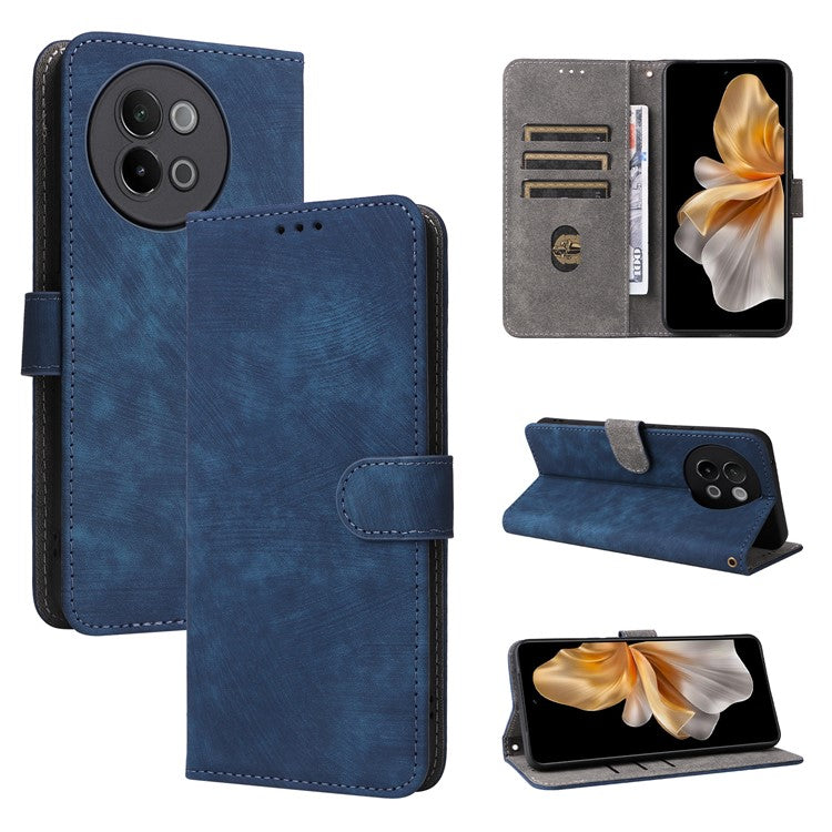 For vivo S18e 5G Leather Phone Case RFID Blocking Shockproof Flip Cover - Blue