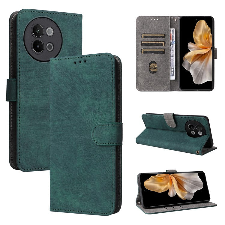 For vivo S18e 5G Leather Phone Case RFID Blocking Shockproof Flip Cover - Green