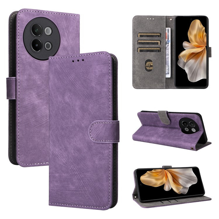 For vivo S18e 5G Leather Phone Case RFID Blocking Shockproof Flip Cover - Purple