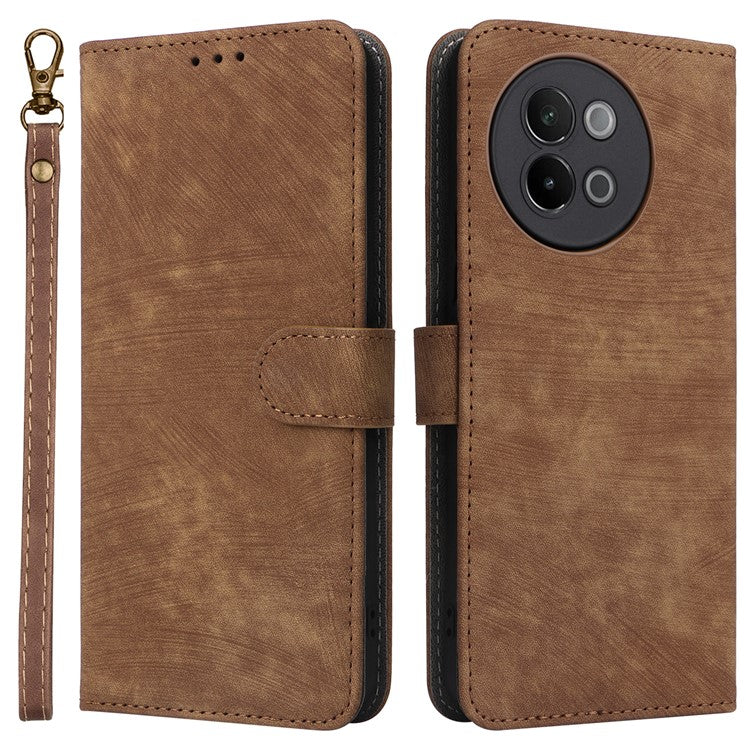 For vivo S18e 5G Leather Phone Case RFID Blocking Shockproof Flip Cover - Brown