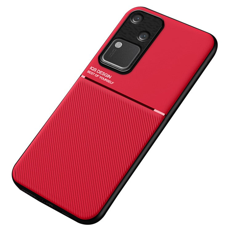 For vivo S18 5G Case PU+TPU+PC Shockproof Phone Back Cover Protector - Red