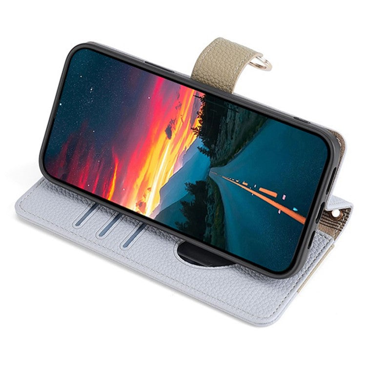 For vivo Y35 4G (2022) / Y22 4G / Y22s 4G Crossbody Phone Case Zipper Pocket Makeup Mirror Cover - Blue