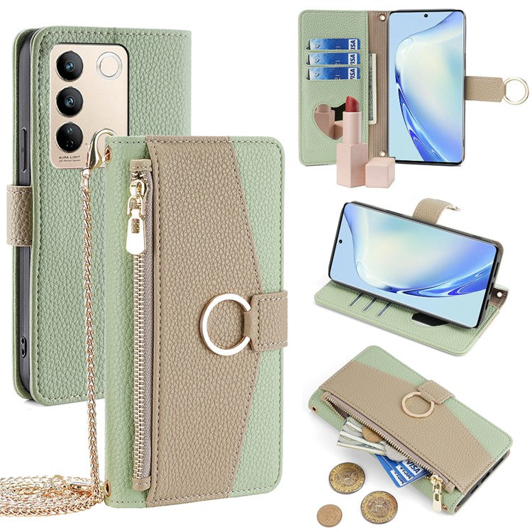 For vivo S16 / S16 Pro Phone Case PU Leather Zipper Wallet Full Protection Cover - Green