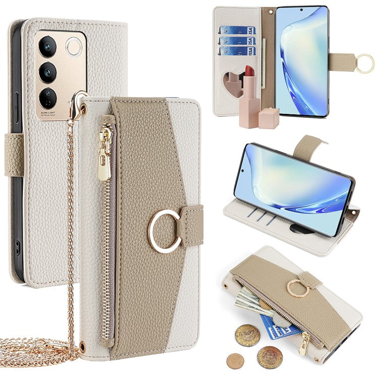 For vivo S16 / S16 Pro Phone Case PU Leather Zipper Wallet Full Protection Cover - White