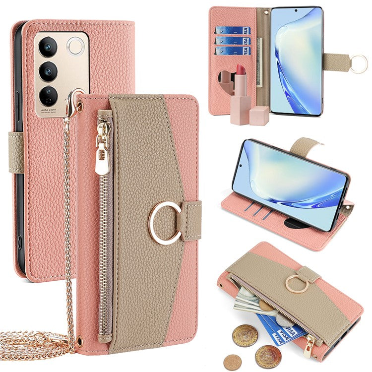 For vivo S16 / S16 Pro Phone Case PU Leather Zipper Wallet Full Protection Cover - Pink