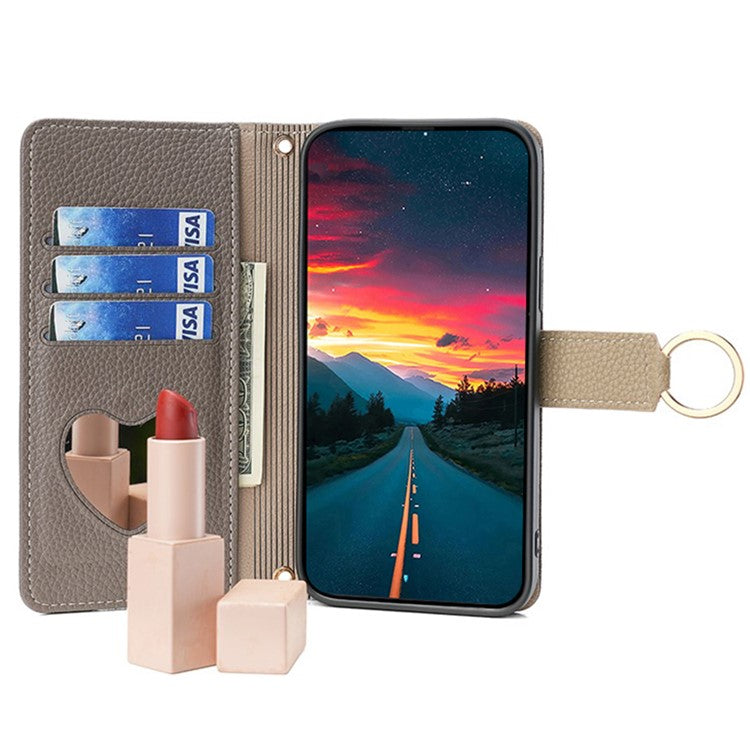 For vivo T1 (Snapdragon 680) / iQOO Z6 44W Case PU Leather Crossbody Phone Cover Zipper Pocket - Grey