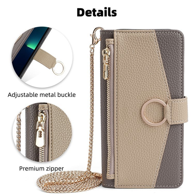 For vivo Y20 / Y20i / Y20s / Y11s / iQOO U1x / Y12s Case Zipper PU Leather Purse Crossbody Phone Cover - Grey