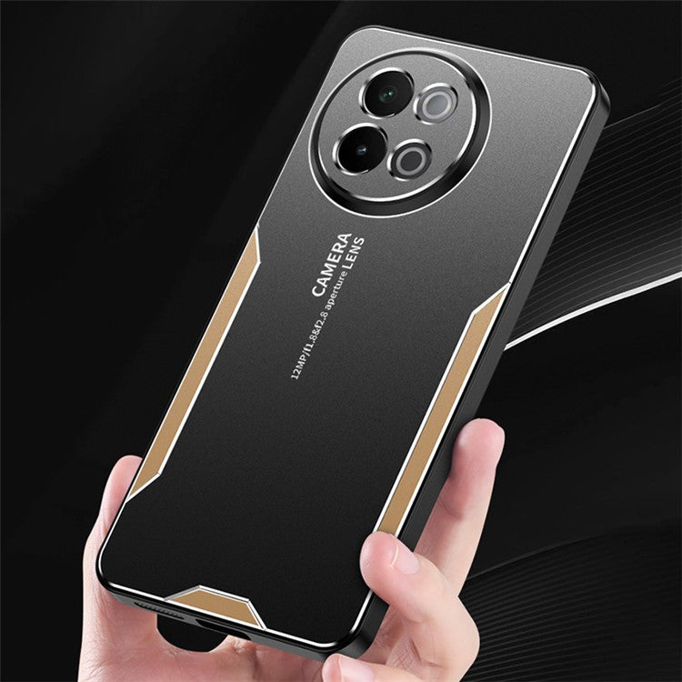 For vivo S18e 5G Frosted Case Aluminium Alloy Phone Back Cover - Gold