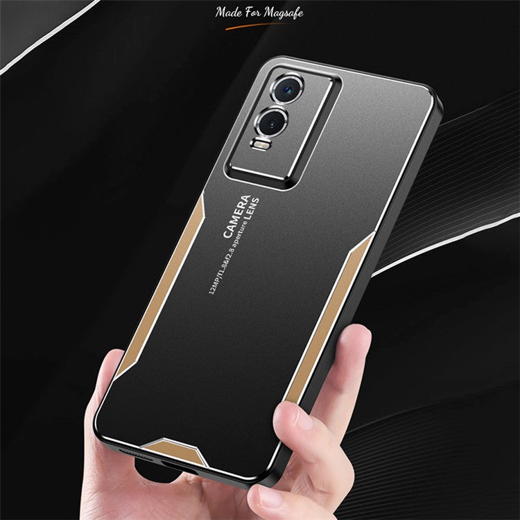 For vivo Y76s Cell Phone Case Aluminium Alloy Matte Back Shell - Gold