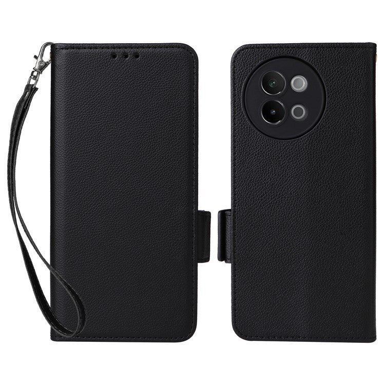 For vivo S18e 5G Protective Wallet Case PU Leather Phone Cover - Black