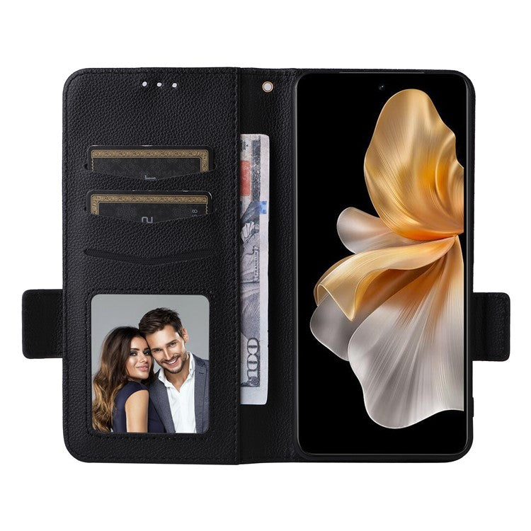 For vivo S18e 5G Protective Wallet Case PU Leather Phone Cover - Black