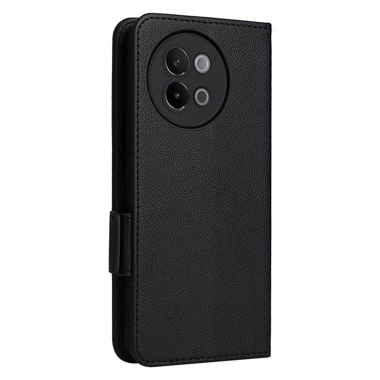 For vivo S18e 5G Protective Wallet Case PU Leather Phone Cover - Black