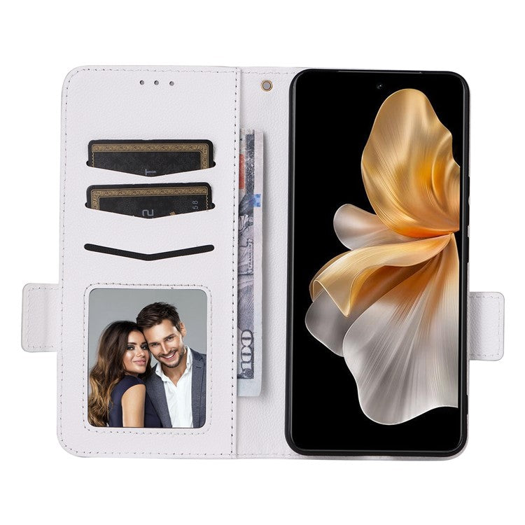 For vivo S18e 5G Protective Wallet Case PU Leather Phone Cover - White