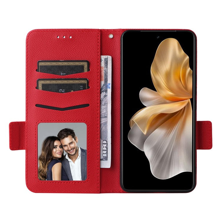 For vivo S18e 5G Protective Wallet Case PU Leather Phone Cover - Red