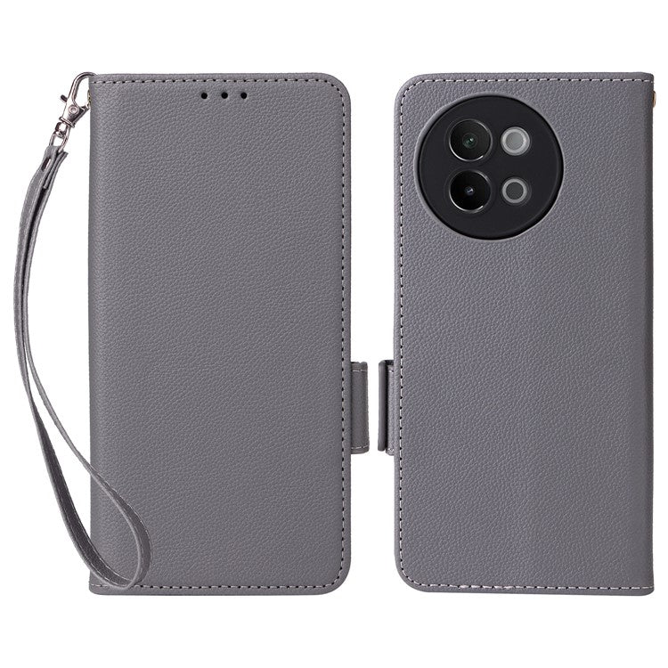 For vivo S18e 5G Protective Wallet Case PU Leather Phone Cover - Grey