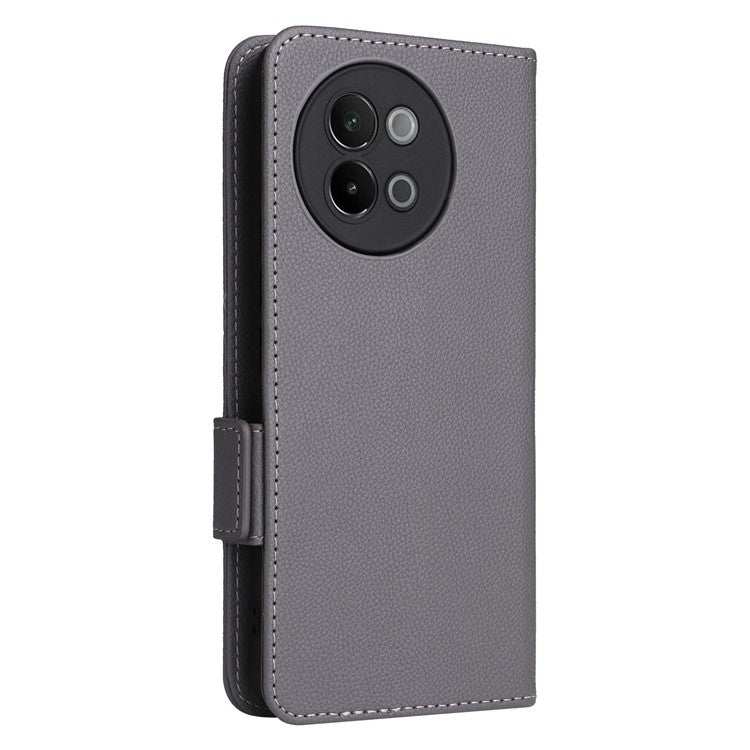 For vivo S18e 5G Protective Wallet Case PU Leather Phone Cover - Grey