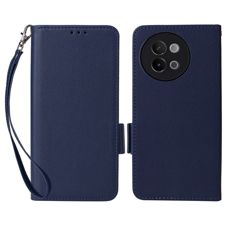 For vivo S18e 5G Protective Wallet Case PU Leather Phone Cover - Dark Blue