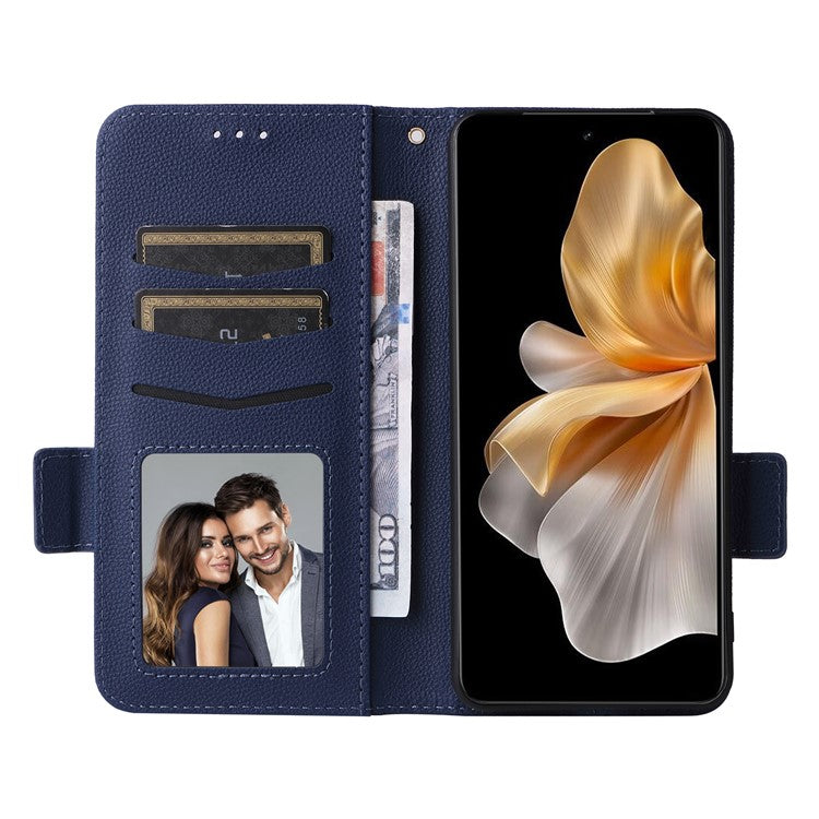 For vivo S18e 5G Protective Wallet Case PU Leather Phone Cover - Dark Blue