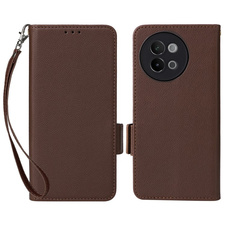 For vivo S18e 5G Protective Wallet Case PU Leather Phone Cover - Brown