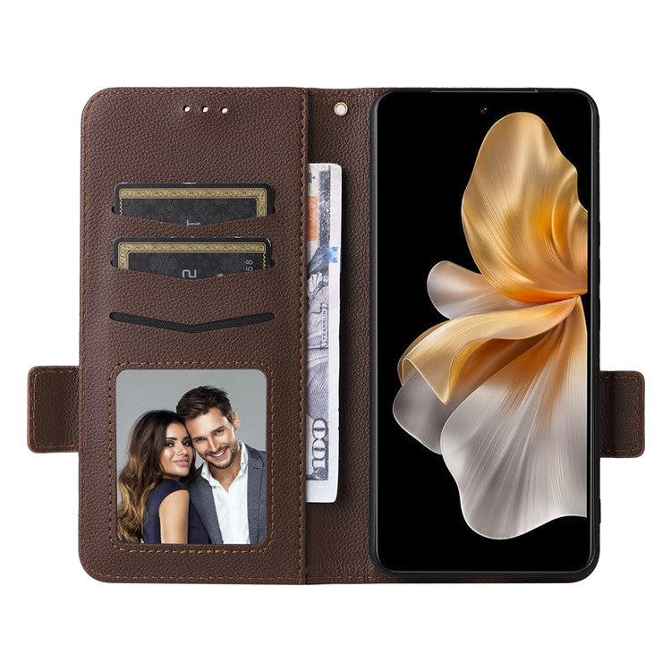 For vivo S18e 5G Protective Wallet Case PU Leather Phone Cover - Brown