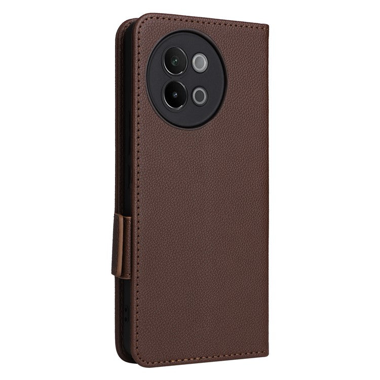 For vivo S18e 5G Protective Wallet Case PU Leather Phone Cover - Brown