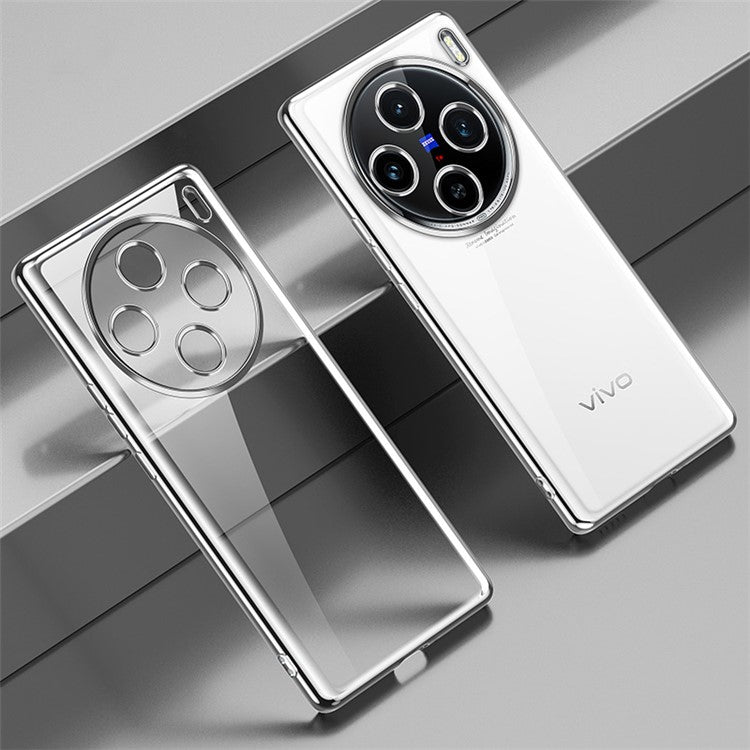 SULADA For vivo X100 5G Clear TPU Case Ultra-Thin Electroplating Phone Cover - Silver