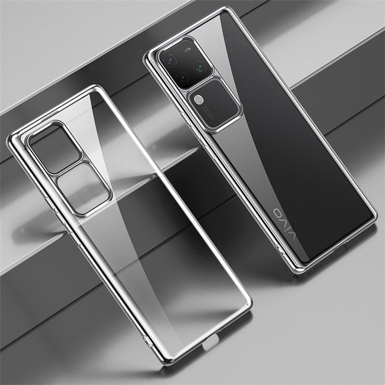 SULADA For vivo S18 5G Clear Case Ultra-Thin Electroplating TPU Phone Cover - Silver